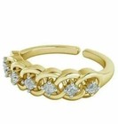 Simulated 0 30 Ct Round Cut Diamond Adjustable Toe Ring 14k Yellow Gold Finish