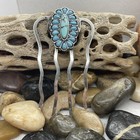 Western Blue Turquoise Hair Pin Clip Silver Southwest Comb Barrette Pin Pick