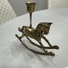 Vintage Solid Brass Rocking Horse Candle Holder 5 5   