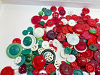 12 Oz Lot Red White Green Vintage Buttons Plastic Some Mop Christmas Crafts