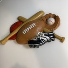 Vintage Burwood Plastic Wall Hanging Sports Football Baseball Plaque 3260 Za2