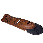 Carved Tribal Wall Mask Ceremonial Tribal Masculine Decor Wood Brown 17 In