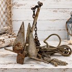 Vintage 1940s-60s 22    Folding Grapnel Anchor Rope Chain Nautical Maritime Decor
