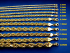 10k Yellow Gold Rope Necklace Chain Diamond Cut Real Gold 2mm-12mm 16 -30 