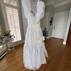 Vintage 80s Gunne Sax Wedding Dress Neo Victorian Floral Ivory Lace Tulle Skirt