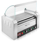 Commercial Electric 18 Hot Dog 7 Roller Grill Cooker Machine  Bun Warmer  Cover