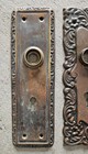 4 Antique Door Knob Back Plate Victorian Bronze Brass Eastlake Ornate Decorative