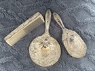 Vintage Victorian Silver Plated Hand Mirror  Brush And Comb Vanity Set With Tray