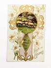 Lot Of 3 Vintage Antique Easter Postcards Silver Gold Cross Art Deco Nouveau Red