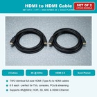 Hdmi To Hdmi Cable 6ft 4k Set Of 2 For Hdtv Monitor Ps5 Ps4 Xbox Blu-ray Player