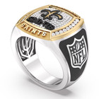 New Orleans Saints True Fan 1 2ct Diamond Two-tone Yellow Gold   925 Silver Ring