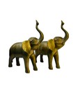 Vintage 70s Solid Brass Elephant Figurines Statues Set Of 2 Pair Mcm Mid Mod