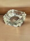 Vintage Heavy Art Deco Square Clear Glass Ashtray Mcm 3 75 