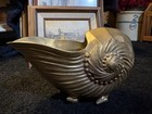 Vintage Footed Brass Nautilus Sea Shell Mcm Bowl planter