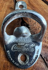 Vintage Coca-cola Brown Mfg Co  Small Brass Standard Chrome Wall Bottle Opener