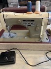 Vintage 1950 s Necchi Bf Supernova Sewing Machine Gray white Pedal Case  Tested