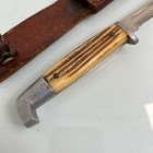 Vintage Queen Q Stainless Steel Knife Stag Horn Handle Fixed Blade   Sheath