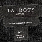 Talbots Petite Black 100  Merino Wool Knit Blazer Jacket Size Mp Button Front