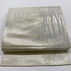 6075  Japanese Vintage Fukuro Obi Belt Kimono Fabric Silk Traditional Silver