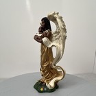 Vtg Young s Inc African American Guardian Angel Holding Baby Figurine Gold 8  