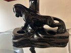 Mid Century Modern 1950 s Scarce Black Panther Lamp Red Metal Venetian Shade