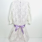 Vintage Girls Dress Sz 10 Lavender White Lace Overlay Drop Waist Ribbon Bow