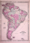 Rare Antique 1866 Map Of South America - Patagonia By A  J  Johnson 18x26