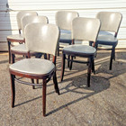  6  Vintage Thonet Bentwood Upholstered Side Chairs - Set Of Six