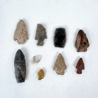 9 Pc Lot Flint Arrowhead  Collection Spear Points Knife Blade