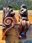 Antique Style Wooden Lion Head Corbels Wall Brackets Furniture Accents 2pc Set