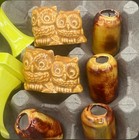 Lot 62  Vintage Macrame Beads Owls Butterflies Large Square Round Crafting Wood