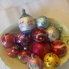 Lot Of 13 Vintage Mercury Glass   Blown Glass Christmas Ornaments