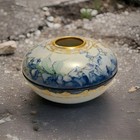 Antique T  v Limoges France Hair Receiver Porcelain Hand Painted Blue Flowers