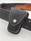 Tex Shoemaker Sons 204 Leather Black Basketweave Handcuff Holder Holster W Belt