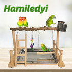 Parrot Playground Bird Playstand Wood Exercise Play Perch Exercise Gym With Feed