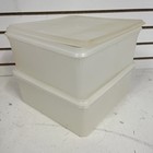  2  Vintage Tupperware X- Large Square Keeper Container W lids 12x12x 5 White