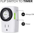 Bn-link Indoor 24-hour Mechanical Outlet Timer Daily Use  2 Pack  2 Or 3 Prong