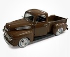 1951 Ford F-1 Pickup Bronze W  Chrome Rims Die Cast 1 48 O Scale Car Vehicle