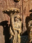 Vtg  Raz Imports Pair Gold Gilt Resin Guardian Angel Candle Holders 15   7   5 