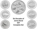 2023-2024 Six Decades Of James Bond 007 Full Set   5 Bu Coins Mint Pack