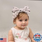 Kenjudess Stretchy Baby Girls Nylon Bows Headbands Polka Dot Turban Hair Bows