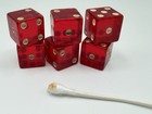 6 Vintage Bakelite Cherry Red Opaque Dice  75  Tested 48 1 G
