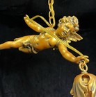 Vtg Cherub Angel Hanging Ceiling Light Fixture Resin Hollywood Regency French