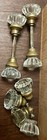 Antique Crystal Glass Door Knobs Lot Of 8 -two  With Brass Spindle Shafts