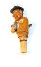 Vintage Mechanical Handcarved Wood Cork Bottle Stopper Man Drinking Wine Bottle