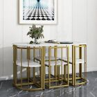 Compact 7-piece Dining Table Set Faux Marble Table With 6 Dining Kitchen Chairs