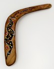 Vtg Hand Painted Wooden Boomerang Dot Art Wall Decor Australia Souvenir