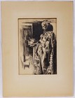 Fine Early 20th C  Original Pen   Ink Native American Indian Holding Pot