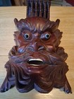 Antique Asian Naga Hand Carved Wood Demon Face Mask Intricate Details  Stunning
