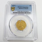 1874 Pcgs F Detail - Gold Indian Princess  3 Three Dollar Us Coin  60001b